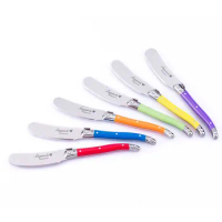 1/4/6pcs 6.25inch Laguiole Butter Knife Rainbow Plastic Handle Colorful Cheese Spreader Cutter Stainless Steel Dinnerware Set