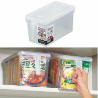 asdfkitty*日本製 有把手有蓋置物盒-透明款-冰箱收納盒/層板櫥櫃都可用-不動技研正版