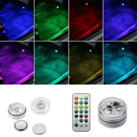 Wireless Adhesive LED Car Interior Ambient Light With Remote Control Battery Decoration Atmosphere Lamp Colorful Ambient Light