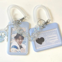 Ins Transparent Photocard Holder Black Acrylic Photo Albums Kpop Idol Photo Sleeves ID Bank Bus Card Protector Student Keychain