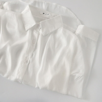 防曬外套 防曬衣 涼感外套 防曬上衣女夏季新款外搭開衫寬鬆薄款外套女士襯衫設計感白色襯衣『xy12070』