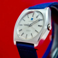 1980s Vintage "Blue logo" big diameter hand-roll certina men's watch