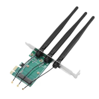 Mini PCI-E Express to PCI-E Wireless Adapter Network Card+3 Antenna for Desktop