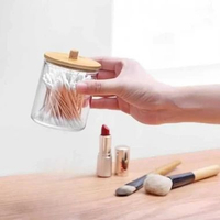 Luckyfox Tempat Kapas Cotton Bud Plastik Organizer - Penyimpanan Higienis, Minimalis IH Transparan