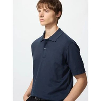 Uniqlo AIRism Cotton Pique Polo Shirt Kaos Polo Pria S 69 NAVY