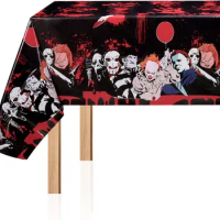Horror Movie Characters Tablecloth Halloween Scream Party Decorations, Bloody Rectangle Tablecloth Birthday Party Accessories