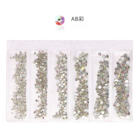 1 Pack Flatback Glass Nail Rhinestones Mixed Sizes SS3-SS10 Nail Art Decoration Stones Shiny Gems Manicure Accessories Tools