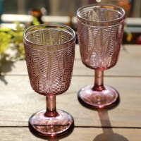 彩色玻璃酒杯法式高腳杯婚禮裝飾樹葉杯外貿果汁杯水杯家用紅酒杯