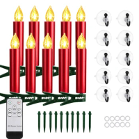 10 PCS Christmas Tree Candles Light Timer Remote Flameless Flashing Waterproof Sucker Led Candles New Year Home Decoration Red