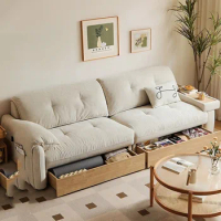 Japanese Style Sofa Wooden Legs Simple Design Waterproof Fabric Seating Room White Sofas Ergonomic Divano Vintage Furniture