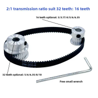 [HOT BNMK BTG 517 ] GT2 Synchronous Wheel Ratio 1:2 16&32 Teeth 5/8mm Bore Aluminum Timing Pulley wi