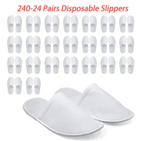 240-24Pairs Wedding Disposable Slippers for Guest Gift Hotel Unisex Non-Slip Slippers Closed Toe Slipper for SPA/Single Party