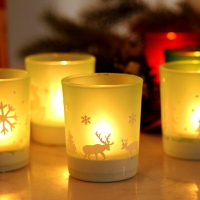 圣誕裝飾禮品北歐印花燭光晚餐道具客廳臥室桌面創意玻璃杯擺件
