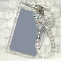 Crystal Butterfly 3 Inch Acrylic Card Holder Photocards Display Credit ID Bank Card Protective Case Keychain Pendant Fashion